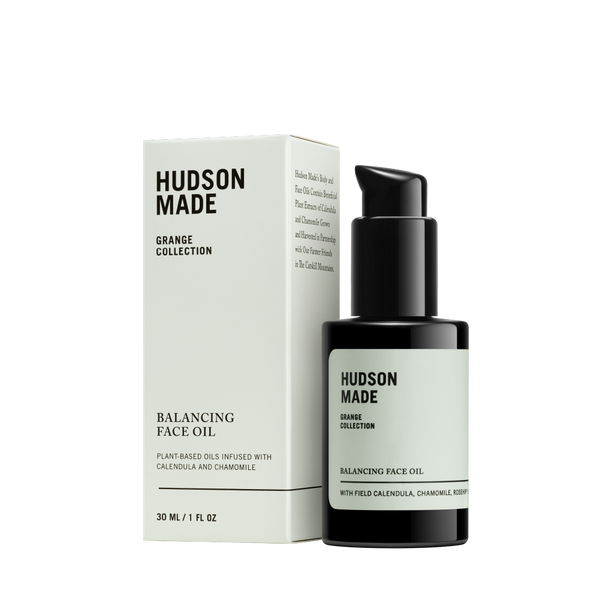 Balancing Face Oil from Hudson Made's Grange Collection with Rosehip Oil, Calendula, Chamomile, and Sea Buckthorn.