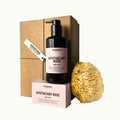 Hudson Made Rose, Patchouli, Cinnamon Leaf Apothecary Rose Body Box with Body Milk, Body bar, and Sea Sponge